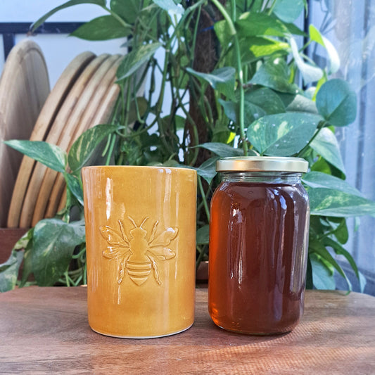 כלי קרמיקה לאחסון צנצנת דבש - 500 גרם