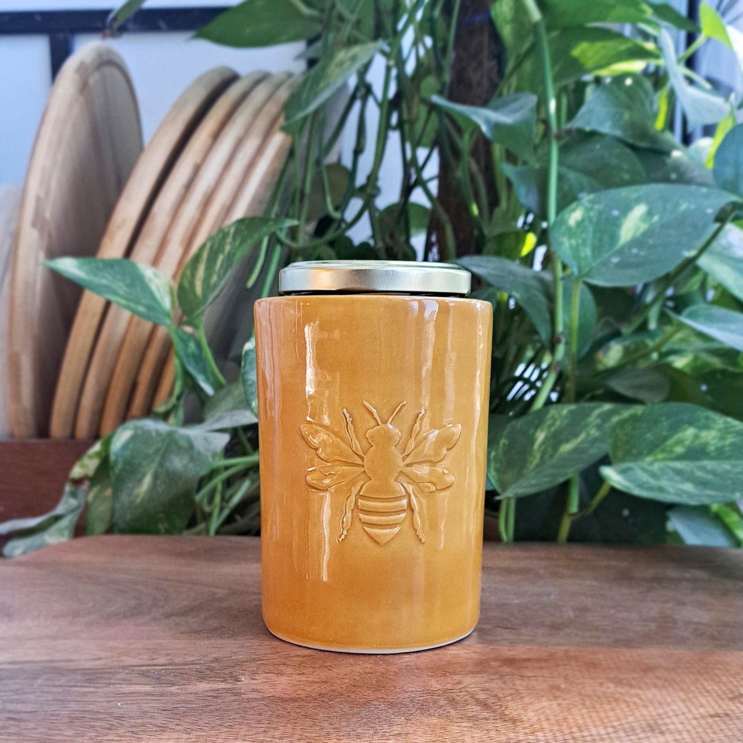 כלי קרמיקה לאחסון צנצנת דבש - 350 גרם
