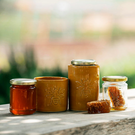 כלי קרמיקה לאחסון צנצנת דבש - 350 גרם